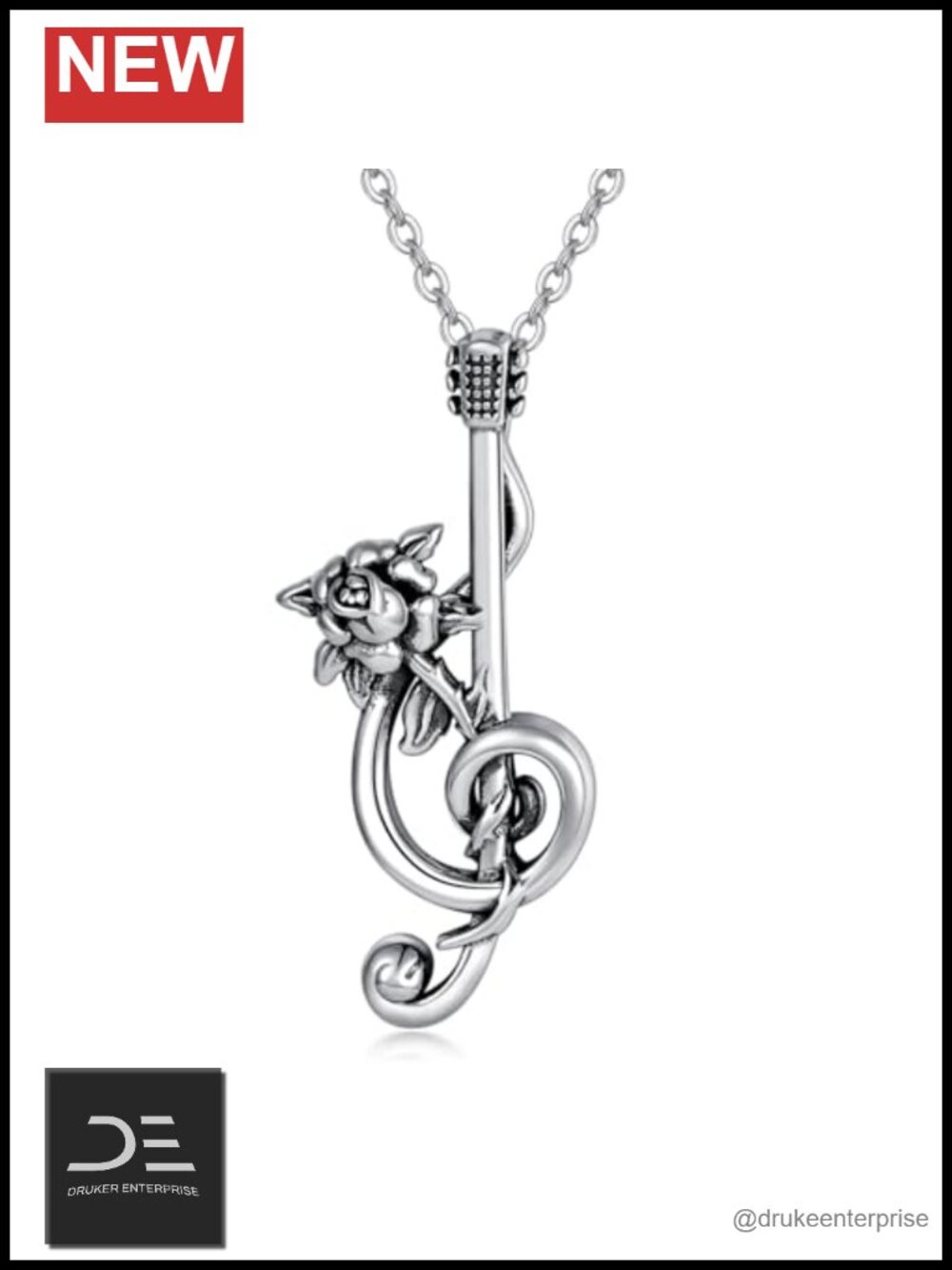 LEECCI Music Note Necklace 925 Sterling Silver Guitar Pendant Jewelry Gift Women